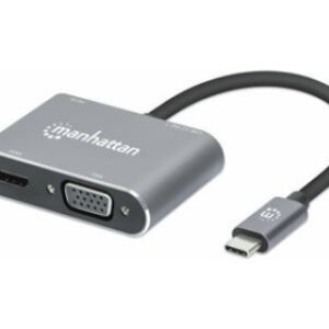 130691 Manhattan USB-C Dock/Hub with 4 Ports: HDMI, USB-A, USB-C, VGA, and 87W Power Delivery