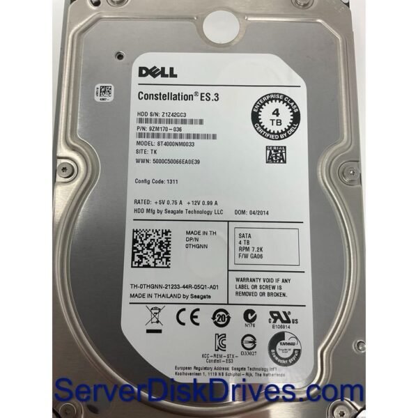 0THGNN Dell 4TB SATA 6Gb/s 7200 RPM 3.5" Hard Drive