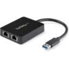 USB32000SPT StarTech.com USB 3.0 Dual Port Gigabit Ethernet Adapter with USB Port - 10/100/100 - Network Adapter