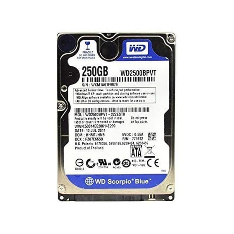 WD2500BPVT Western Digital Scorpio 250GB SATA Mobile Hard Drive